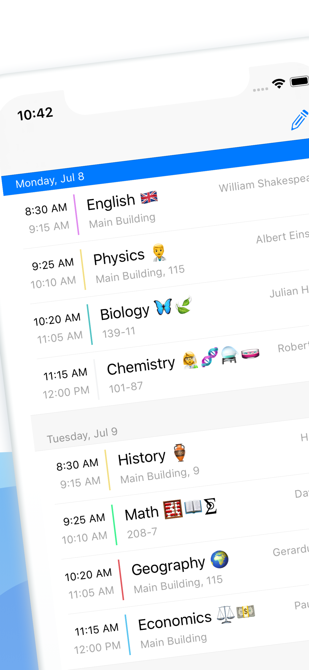Timetable screenshot